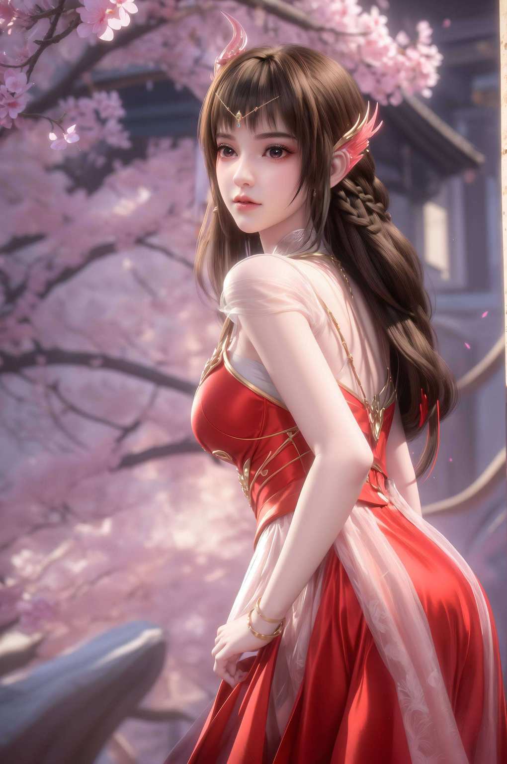 女神映屏前云落女神