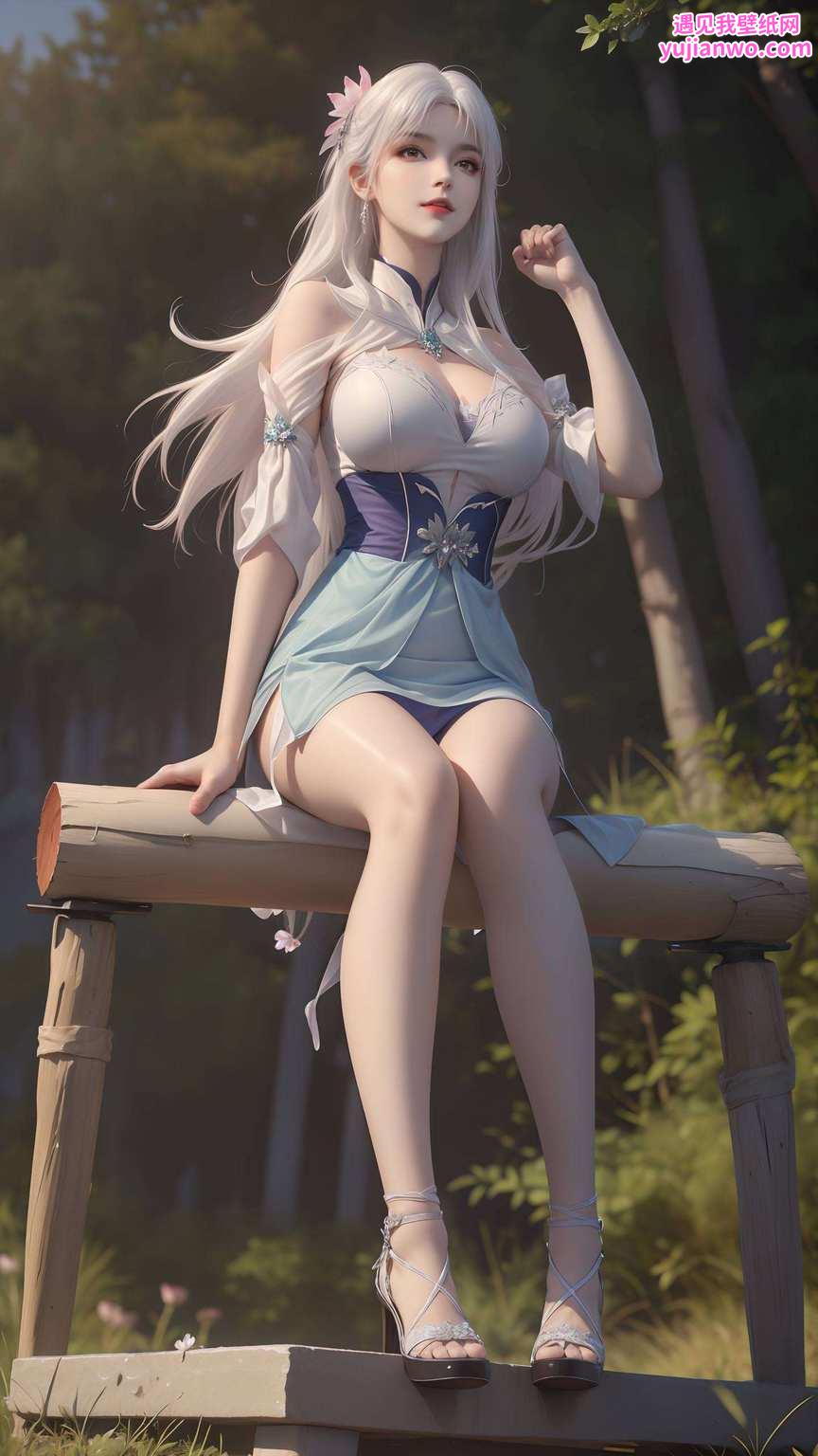 一边修炼我们的玄幻内功吧！电脑桌面不摆上这么一位美女