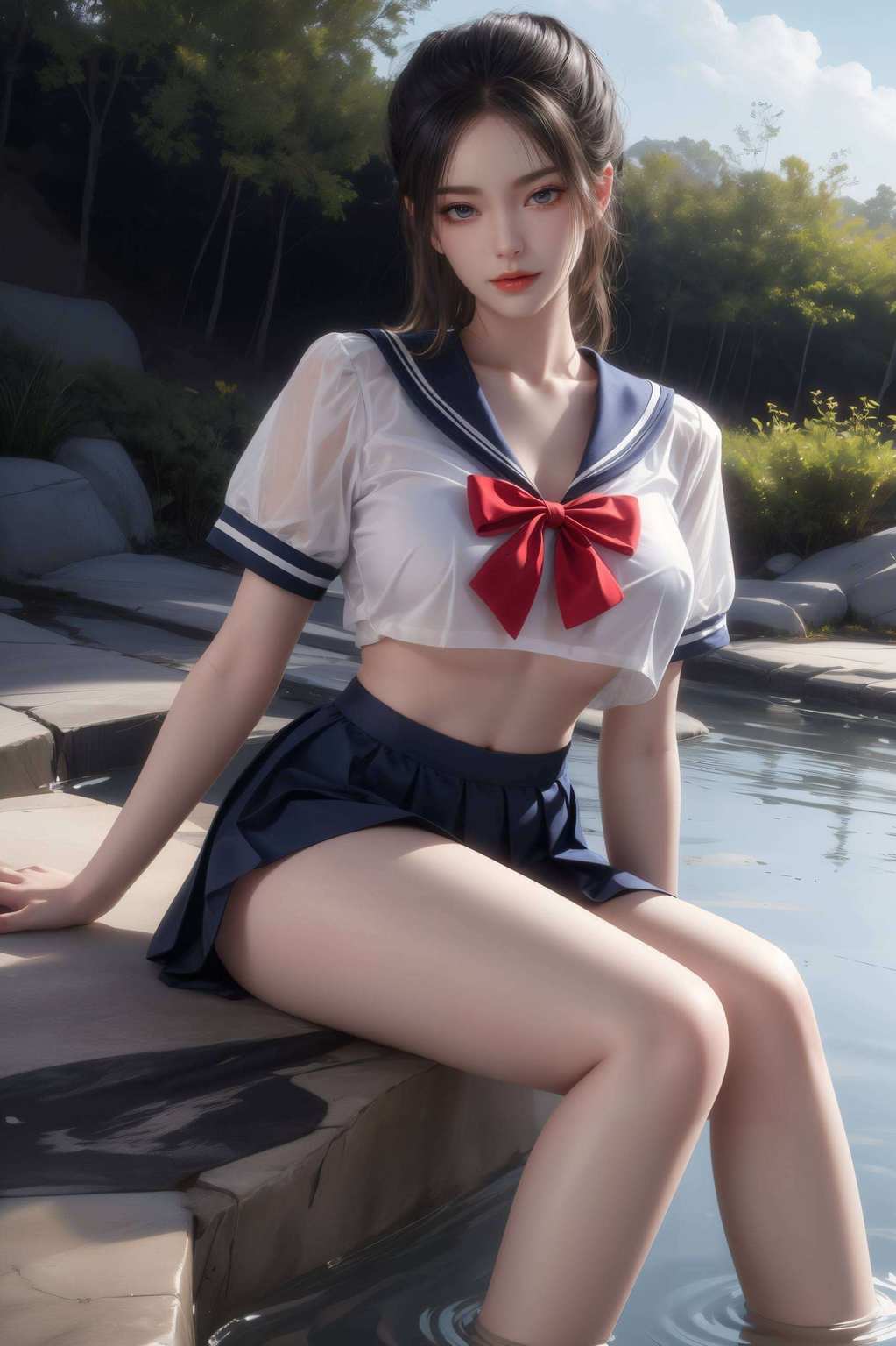 美女相伴其容颜娇美