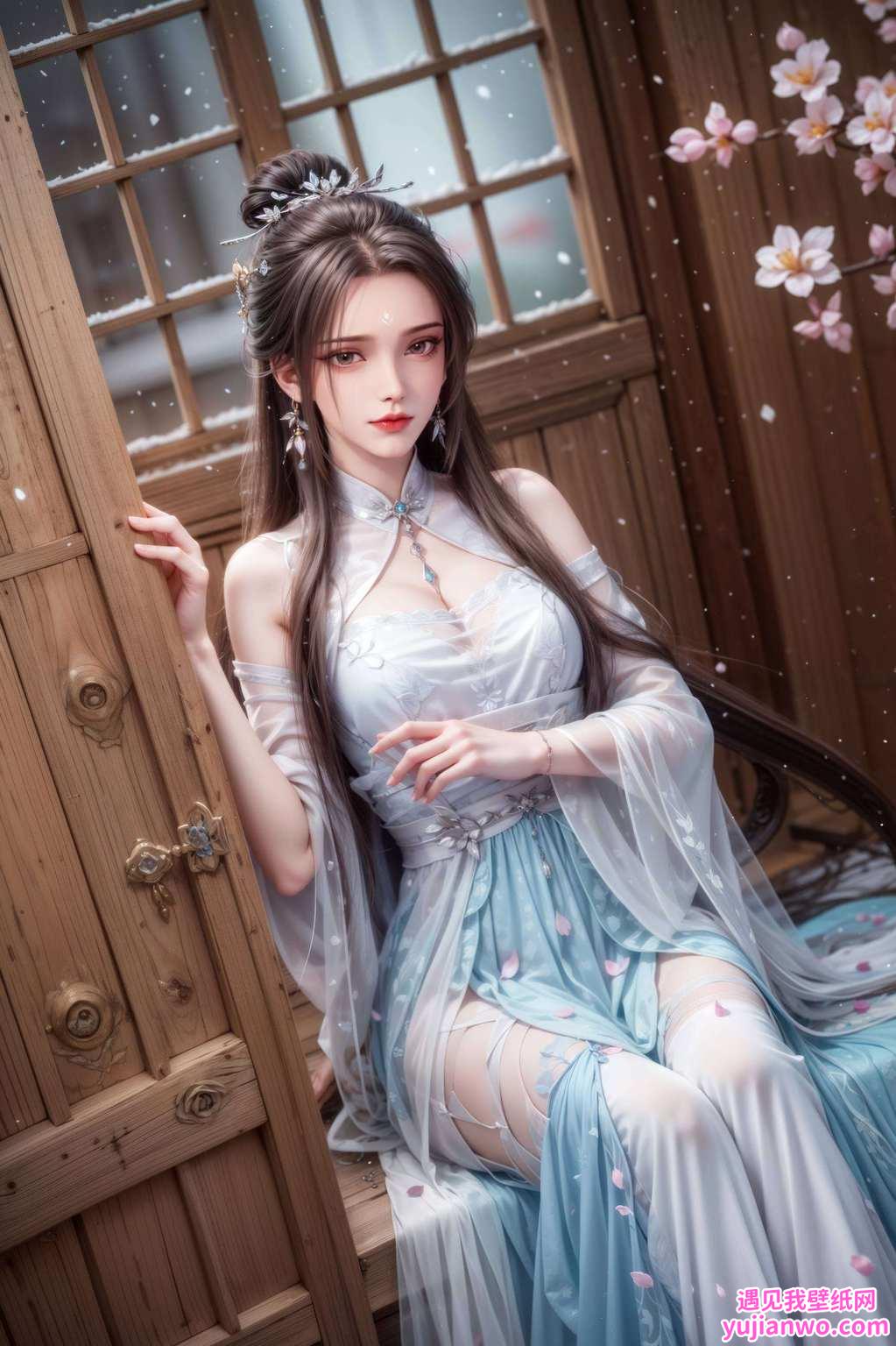 她的倩影陆雪琪如一朵盛开的花